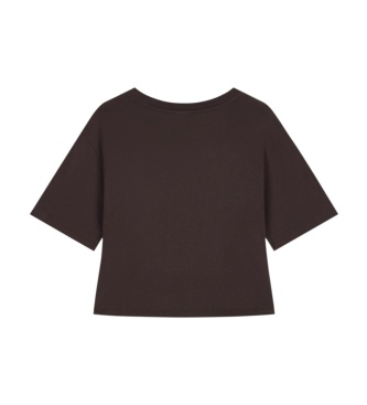 A|X Armani Exchange Brown V-neck cropped t-shirt