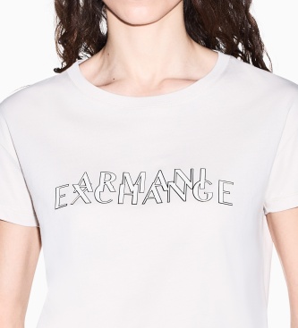 A|X Armani Exchange Oversize-tröja i bomullstrikå, beige
