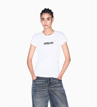 A|X Armani Exchange Camiseta Up For Party con pedrería blanco