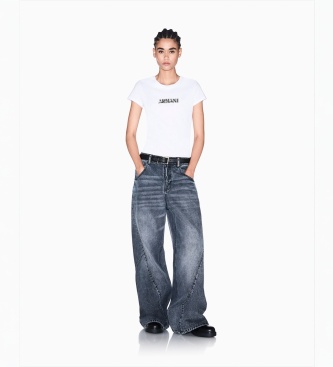 A|X Armani Exchange Camiseta Up For Party con pedrería blanco