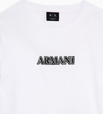 A|X Armani Exchange Camiseta Up For Party con pedrería blanco