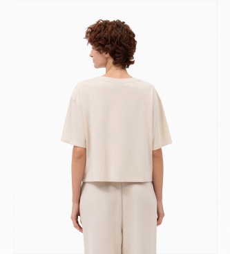 A|X Armani Exchange Camiseta cropped beige