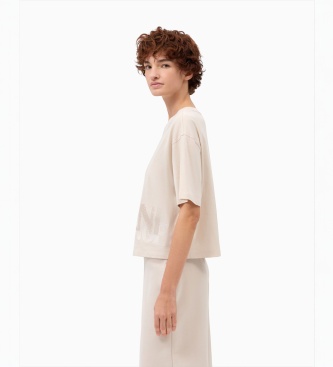 A|X Armani Exchange Camiseta cropped beige