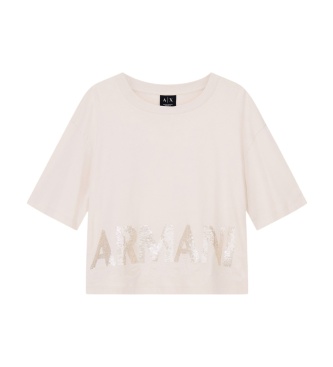 A|X Armani Exchange Camiseta cropped beige