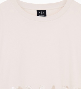 A|X Armani Exchange Camiseta cropped beige