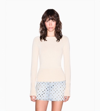 A|X Armani Exchange Maglione in maglia di viscosa metallizzata beige