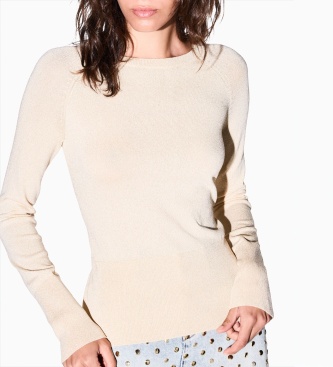 A|X Armani Exchange Maglione in maglia di viscosa metallizzata beige