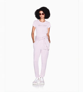 A|X Armani Exchange Pantalone jogger Crossover con ricamo laterale rosa antico