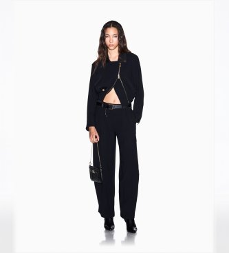 A|X Armani Exchange Pantalone Up For Party ampio con pinces e vita alta nero