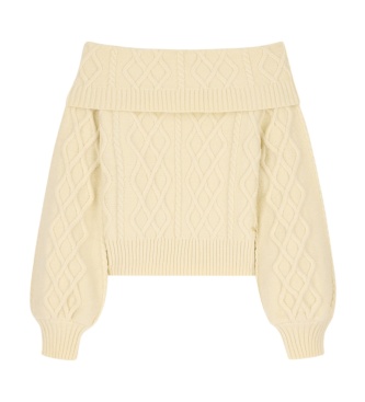 A|X Armani Exchange Maglione a maglia intrecciata con spalle scoperte beige