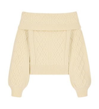 A|X Armani Exchange Maglione a maglia intrecciata con spalle scoperte beige