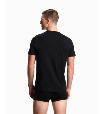 Emporio Armani Set of 2 black V-neck elastic knit loungewear t-shirts