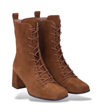 Wonders Botins de Couro Charme castanho