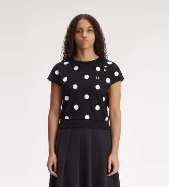 Fred Perry Black flocked polka dot t-shirt