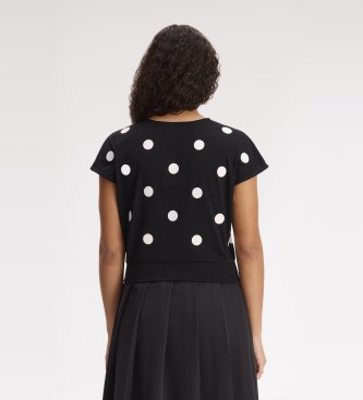 Fred Perry Black flocked polka dot t-shirt