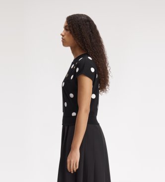 Fred Perry Black flocked polka dot t-shirt