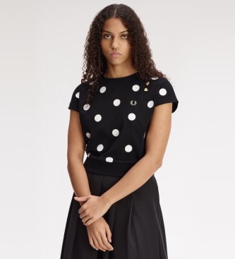 Fred Perry Black flocked polka dot t-shirt