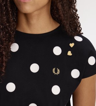 Fred Perry Black flocked polka dot t-shirt
