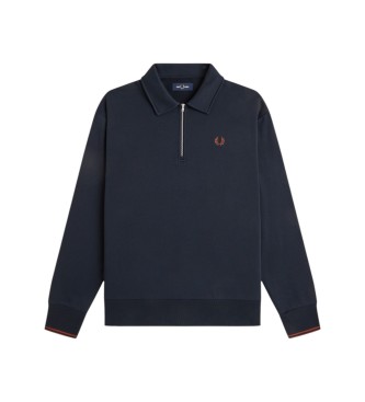 Fred Perry Navy blue quarter-zip sweatshirt with collar