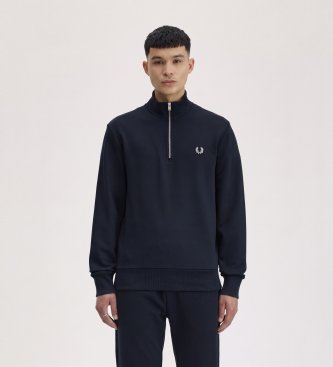 Fred Perry Sweatshirt com meio fecho marinho