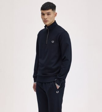 Fred Perry Sweatshirt com meio fecho marinho