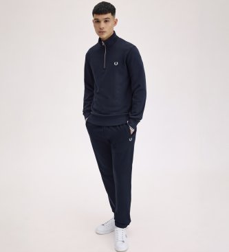 Fred Perry Sweatshirt com meio fecho marinho