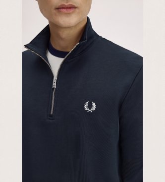 Fred Perry Sweatshirt com meio fecho marinho