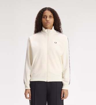 Fred Perry Sportjacke mit Trainingsband in gebrochenem Weiß