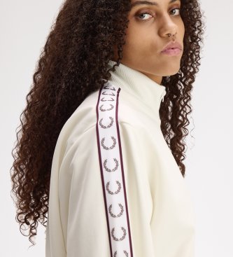 Fred Perry Sportjacke mit Trainingsband in gebrochenem Weiß