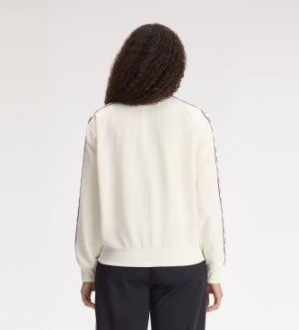 Fred Perry Sportjacke mit Trainingsband in gebrochenem Weiß