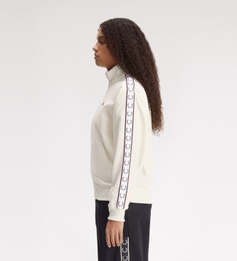 Fred Perry Sportjacke mit Trainingsband in gebrochenem Weiß