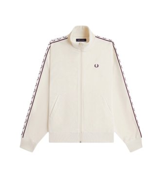 Fred Perry Sportjacke mit Trainingsband in gebrochenem Weiß