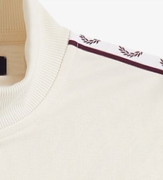 Fred Perry Sportjacke mit Trainingsband in gebrochenem Weiß