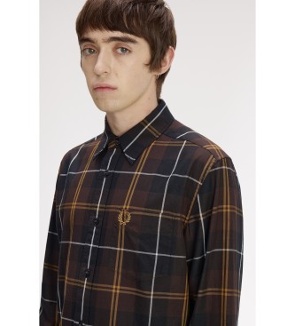 Fred Perry Brown twill plaid shirt