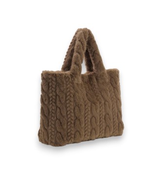 Guess Brown braided synthetic fur Ilde bag