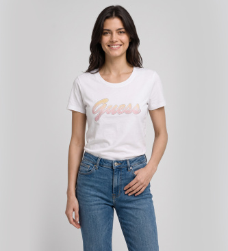 Guess Camiseta Logo Lantejoulas Degradê Branco