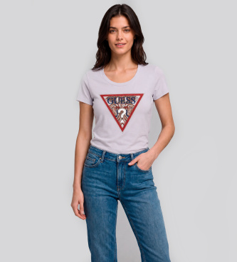 Guess Camiseta Triângulo Paisley Manga Curta Branca