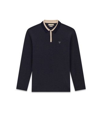 Guess Long sleeve textured navy polo