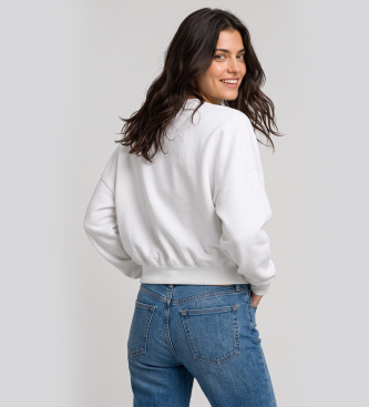 Guess Sudadera Triángulo Glitter Blanco