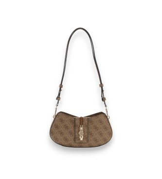 Guess Bolsa de ombro mini conversível logo Yvonne bege