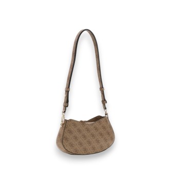 Guess Bolsa de ombro mini conversível logo Yvonne bege