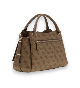 Guess Sac satchel logo Yvonne beige