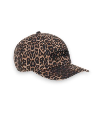 Guess Boné de beisebol em gabardine estampado marrom