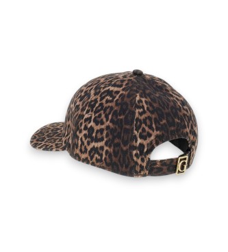 Guess Boné de beisebol em gabardine estampado marrom