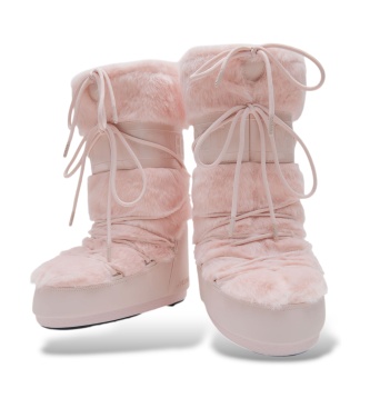 Moon Boot Icon Faux Fur Boots różowe