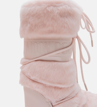 Moon Boot Icon Faux Fur Boots różowe