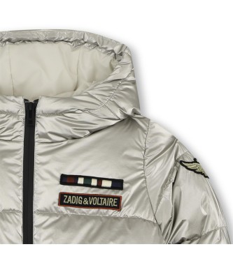 Zadig & Voltaire Quilted Coat Silver Metal