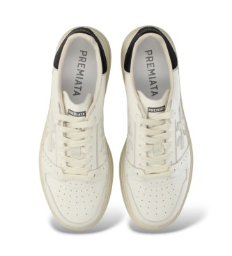 Premiata Baskets en cuir Quinn blanc