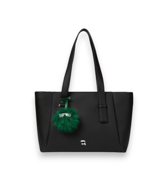 Karl Lagerfeld Large Ikon Pebble tote bag with pendant in black