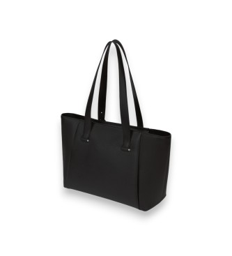 Karl Lagerfeld Large Ikon Pebble tote bag with pendant in black